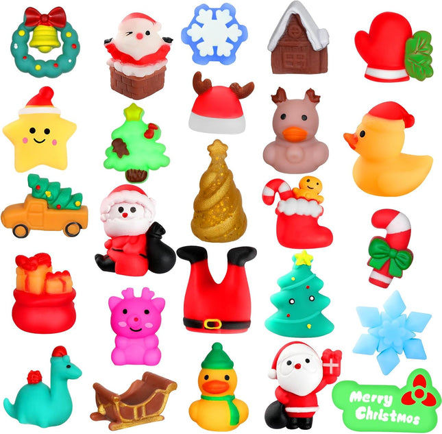 25 PCS Christmas Squishy Toys Mochi Fidget Stress Relief for Kids Party Favors