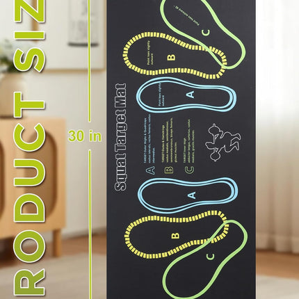 Large Squat Target Mat – 4mm Thick Exercise Mat with Foot Positioning Guide