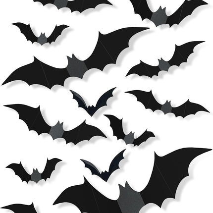 120-Piece 3D Halloween Bat Decorations, 5 Sizes Wall Stickers for Indoor Decor