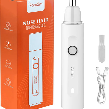 PersonalCare Nose & Ear Hair Trimmer, 9000 RPM, Type-C Rechargeable, Washable Steel Blade, White