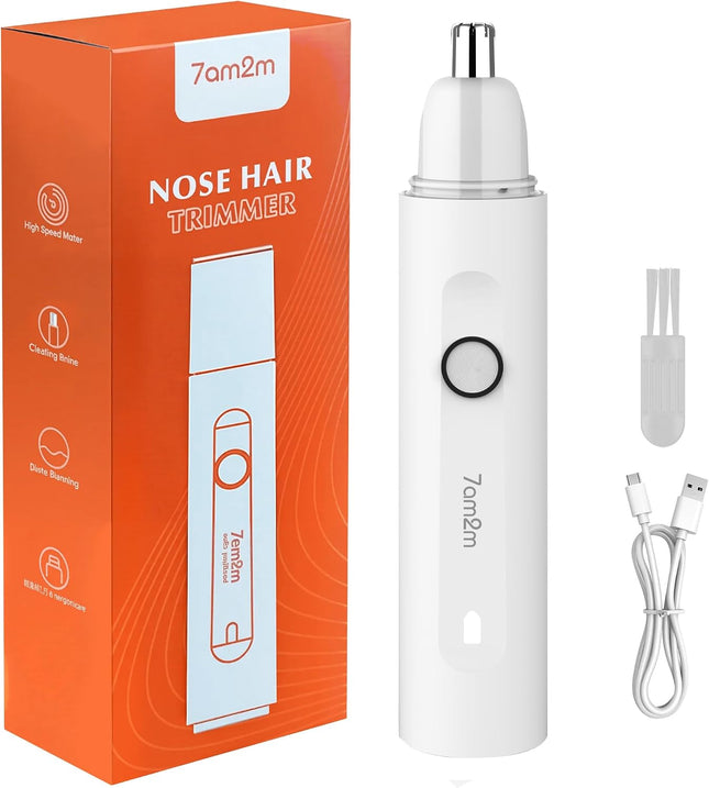 PersonalCare Nose & Ear Hair Trimmer, 9000 RPM, Type-C Rechargeable, Washable Steel Blade, White