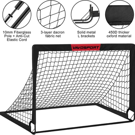 2 Pack Pop Up Soccer Goals with Ball for Kids Backyard Sports Fun