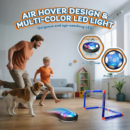 3-in-1 Hover Soccer Ball Set with LED Lights, Kids Indoor Outdoor Hockey Toy