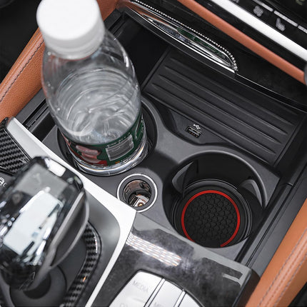 4PCS 2.75" Car Cup Holder Coasters, Non-Slip Waterproof PVC Mats, Black Red