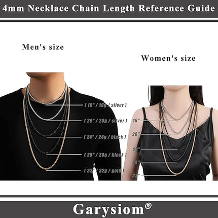 3 Pcs Chain Necklace for Men Stainless Steel Wheat Chain Set Gold Black Silver