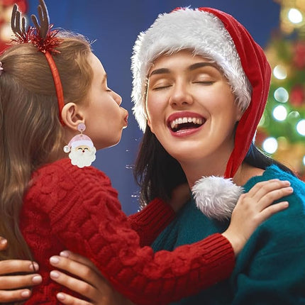 Christmas Earrings for Women Cute Pink Santa Dangle Holiday Jewelry Gift