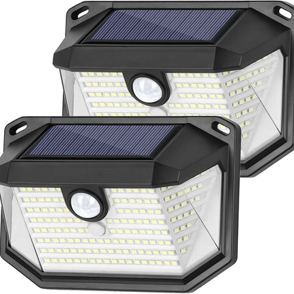 Solar Outdoor Lights 2 Pack, 178 LED Motion Sensor Wall Lights, 270° Wide Angle, 3 Modes