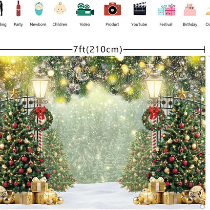 Christmas Tree Backdrop 7x5ft – Winter Glitter Bokeh Photography Background