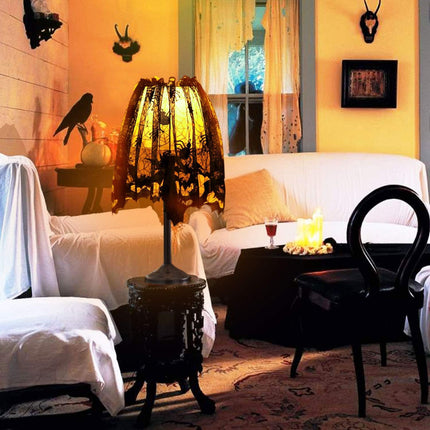 3-Piece Halloween Lace Lamp Shade Covers, 20x60in Spiderweb Scarf Party Decor