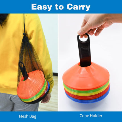 25/50/100Pcs Agility Soccer Cones Set with Carry Bag for Sports Training