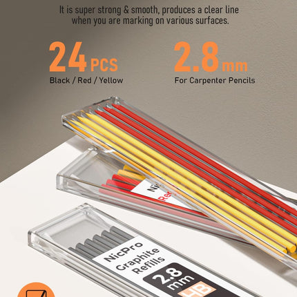 Carpenter Pencil Set with Sharpener – Mechanical Pencils + 26 Refills