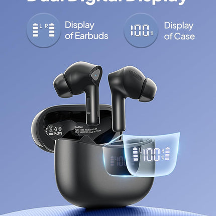 Wireless Earbuds Bluetooth 5.3 – 50H Playtime, Deep Bass, LED Charging Case