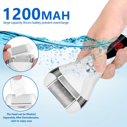 Rechargeable Electric Foot Callus Remover, 3 Grinding Heads, Waterproof Pedicure Tool for Dry Skin