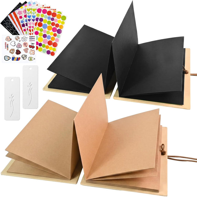 2 Pack Accordion Scrapbook Album 6x8.3 Inch, Kraft Paper DIY Photo Book Kit