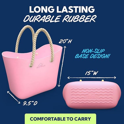 Extra Large Waterproof EVA Rubber Beach Bag Tote with Rope Handles for Beach & Travel