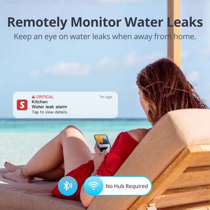 WiFi Water Leak Detector with App Alerts & 100dB Alarm – IP67 Waterproof