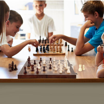 Magnetic Wooden Chess Set 15 Inch Folding Travel Board with Handmade Pieces