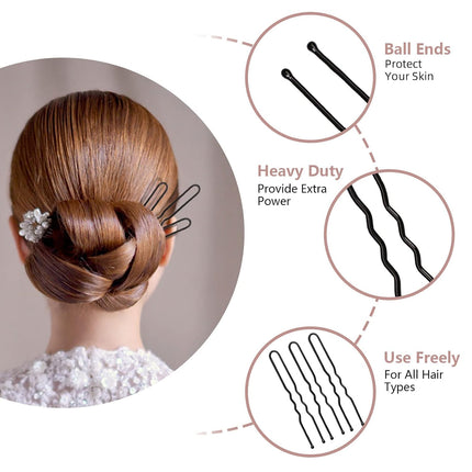 100PCS U-Shaped Hair Pins for Buns, 2.8" Hair Styling Pins for Women with Thick Hair