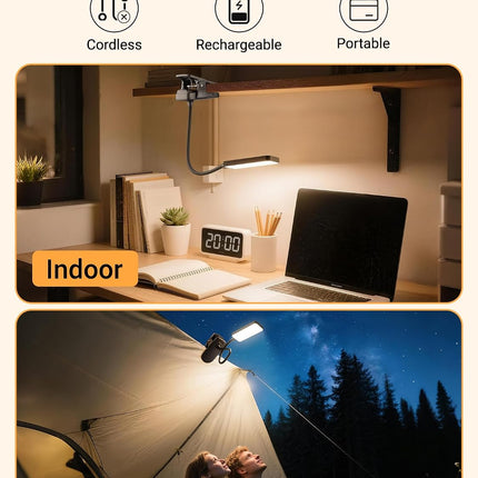 Clip On Reading Light 48 LED 9 Brightness 5 Colors Rechargeable 4000mAh Clamp