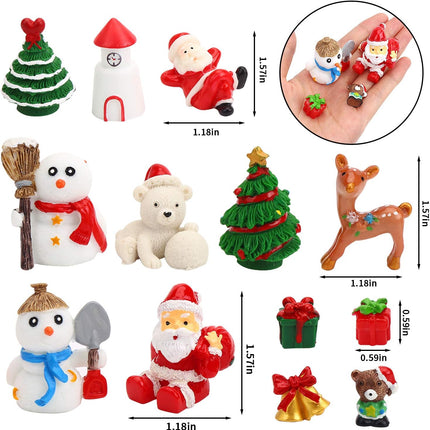 40 PCS Christmas Miniature Figurines Resin Santa Snowman Elk DIY Crafts