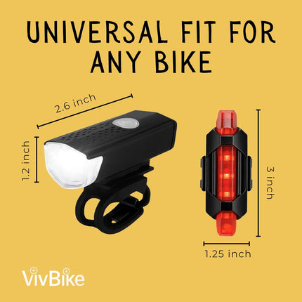 VivBike Rechargeable Bike Light, USB-C LED Headlight, Waterproof, Multiple Modes