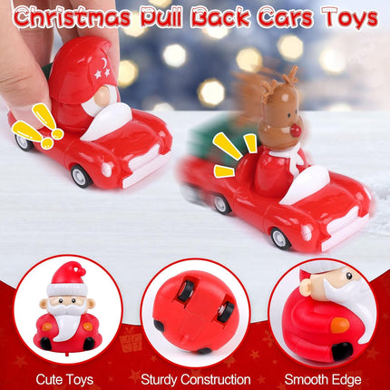 12PCS Christmas Pull Back Car Toys – Windup Holiday Party Favors for Kids