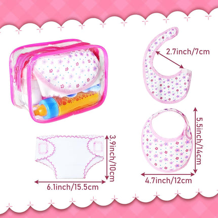 15Pcs Baby Doll Accessories Set, Pretend Feeding Toys with Bottles & Pacifiers