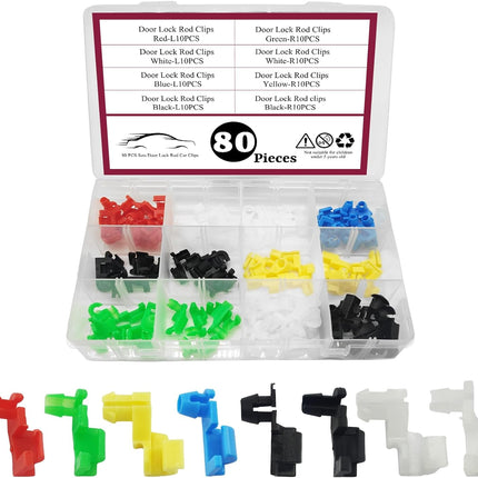 80PCS Door Lock Rod Clips – Assortment Kit for Tailgate & Door Handle Retainer Clips