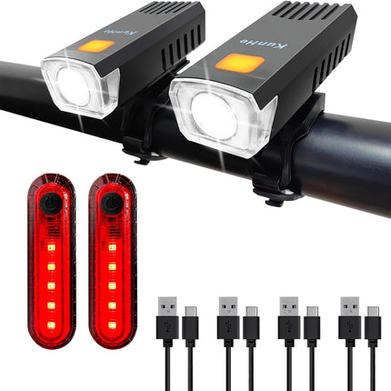 USB-C Rechargeable Bike Lights Front & Rear, 3 Modes, Safety Lights for Night Riding