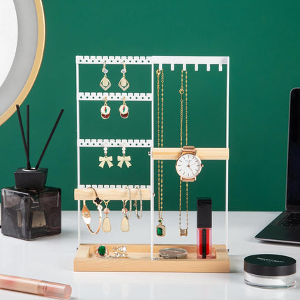 Jewelry Holder Stand – 4-Tier Earring, Necklace & Bracelet Organizer, White