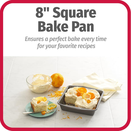 Everyday 8in Nonstick Steel Square Baking Pan Gray Cake Brownie Bakeware