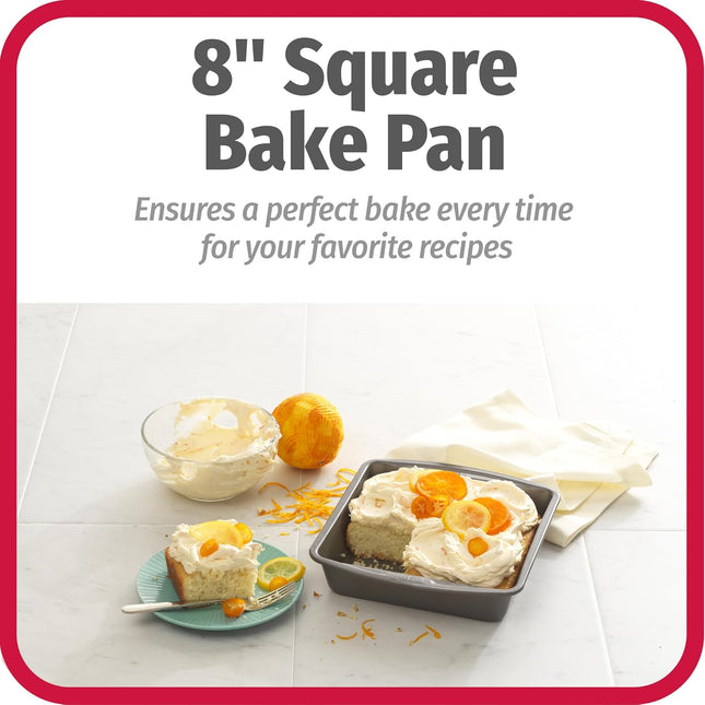 Everyday 8in Nonstick Steel Square Baking Pan Gray Cake Brownie Bakeware
