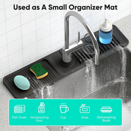 24 Inch Silicone Faucet Mat for Kitchen Sink Fast Self Draining Splash Guard