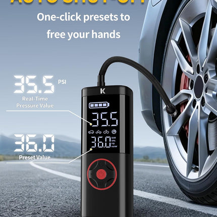 150 PSI Cordless Tire Inflator, Digital Air Compressor with Auto Shutoff & LED Light