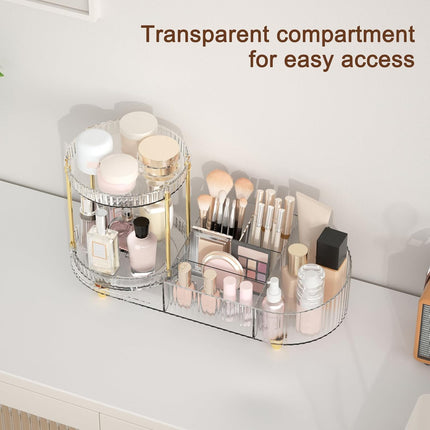 Rotating Makeup Organizer, Vanity Countertop Tray with 5 Compartments