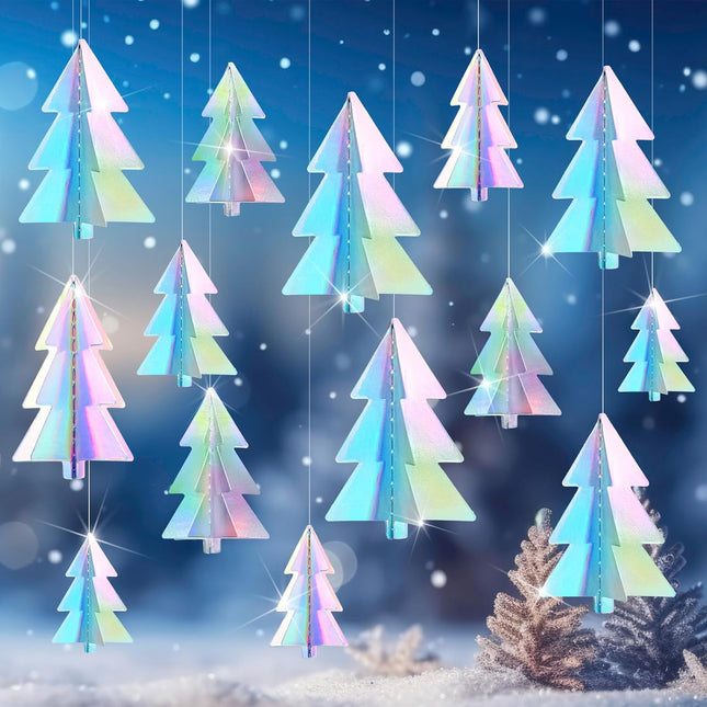 3PCS Iridescent Christmas Garland – 30ft 3D Paper Streamers for Holidays