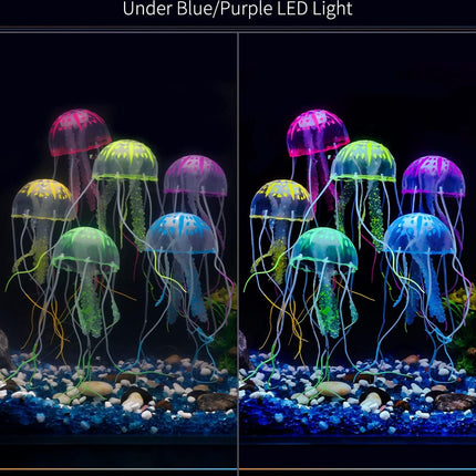 6 Pcs Glowing Jellyfish Aquarium Ornaments Colourful Silicone Fish Tank Decorations