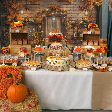 Mocsicka 7x5ft Fall Backdrop – Pumpkin, Maple Leaves & Harvest for Thanksgiving Decor