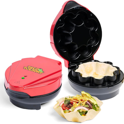 Taco Bowl Maker, 8–10 Inch Tortillas, Baked Tostadas & Salads, Red