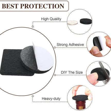 182 Pcs Felt Pads for Furniture – Protect Hardwood Floors, Black