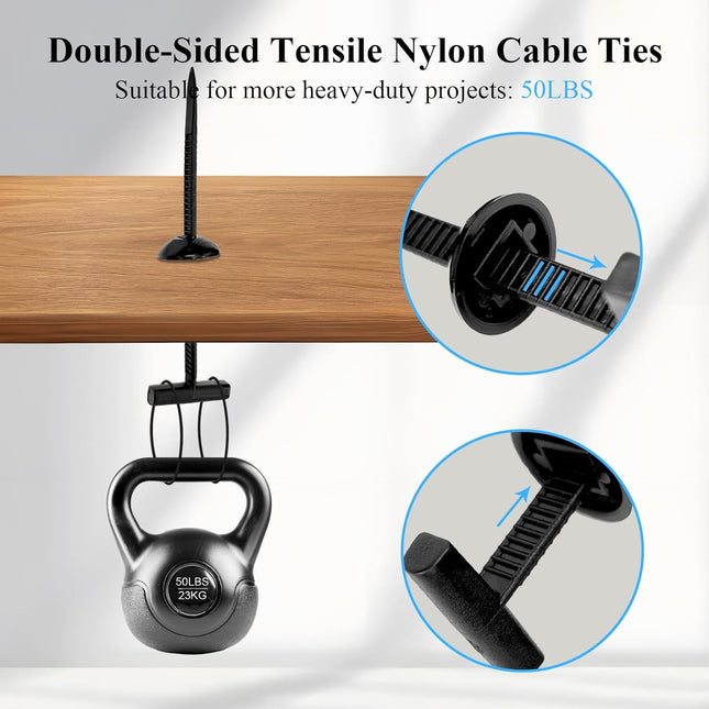 100PCS Upgraded Nylon Zip Ties – UV-Resistant, Heavy Duty for Car & Home Organization