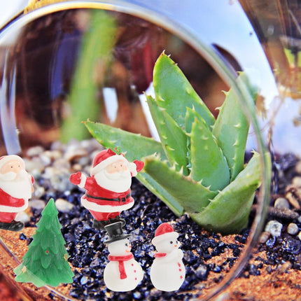 8PCS Mini Christmas Ornaments – Santa, Snowman & Reindeer Resin Figurines