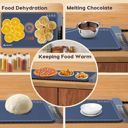 Electric Silicone Food Warming Mat 15"x23.6" with App & 8H Timer