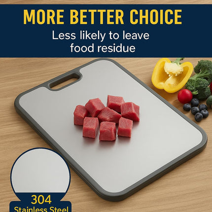 Premium Stainless Steel Cutting Board 15"x10" – Double-Sided, Non-Slip