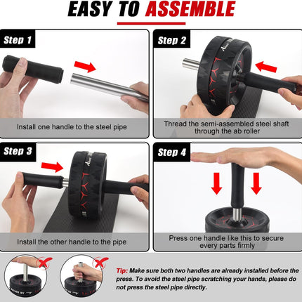 Ab Workout Equipment for Men & Women with Exercise Wheel and Knee Support