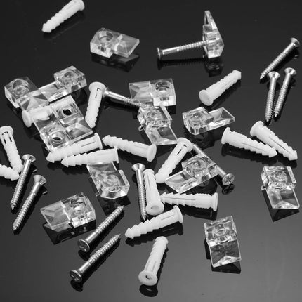 20-Pack Mirror Holder Clips – 6mm Glass Mounting Kit with Screws & Anchors