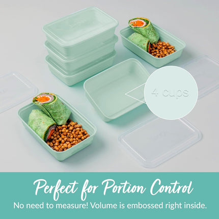 20-Piece Reusable Meal Prep Containers – 1-Compartment, Mint, BPA-Free