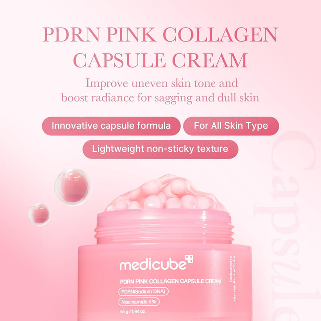 PDRN Pink Collagen Capsule Cream, Salmon DNA & Niacinamide, Korean Face Moisturizer
