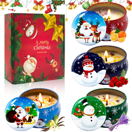 4 Pcs Christmas Scented Candle Set – Lavender, Vanilla, Rose & Orange