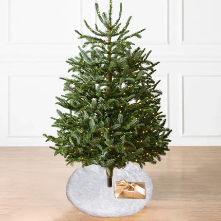 15" White Faux Fur Mini Christmas Tree Skirt – Plush Xmas Tree Decoration
